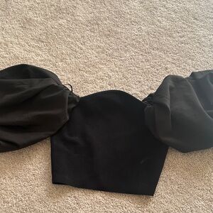 Astr Black Puff Sleeve Blouse